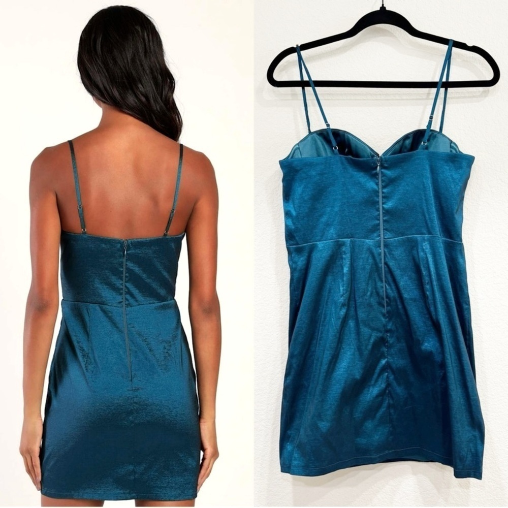 NWOT Lulus This Calls for Cocktails Teal Rhinestone Bustier Bodycon Dress - Picture 5 of 9